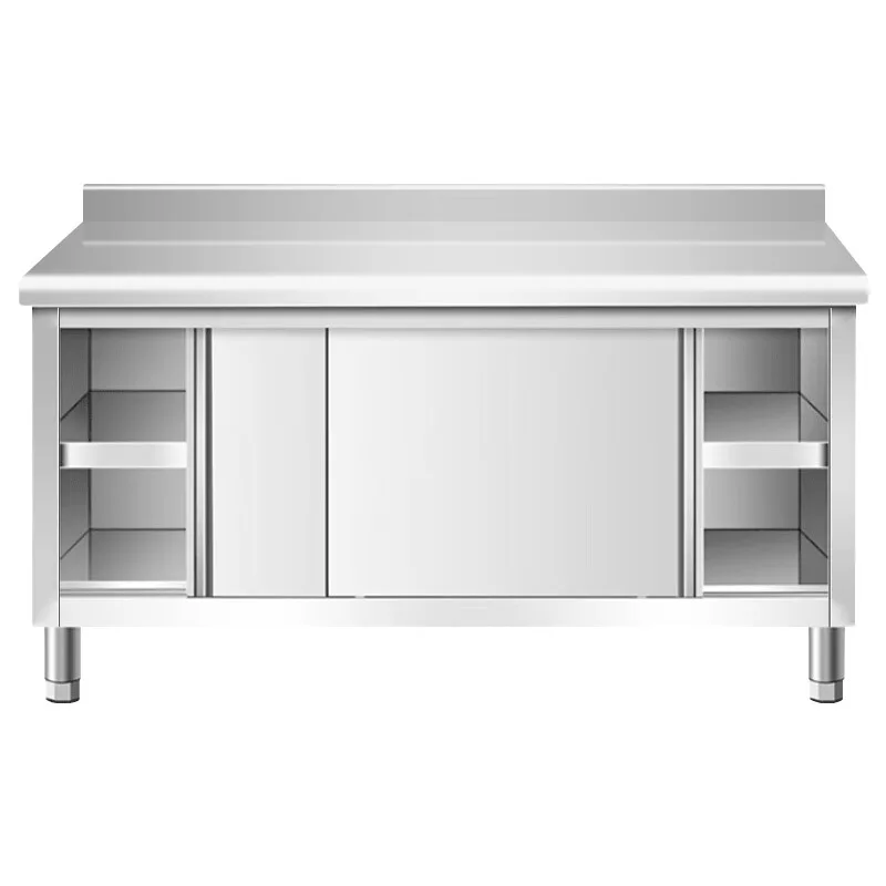

Stainless steel, single pass, work cabinet, backrest, operation table, vegetable cutting table