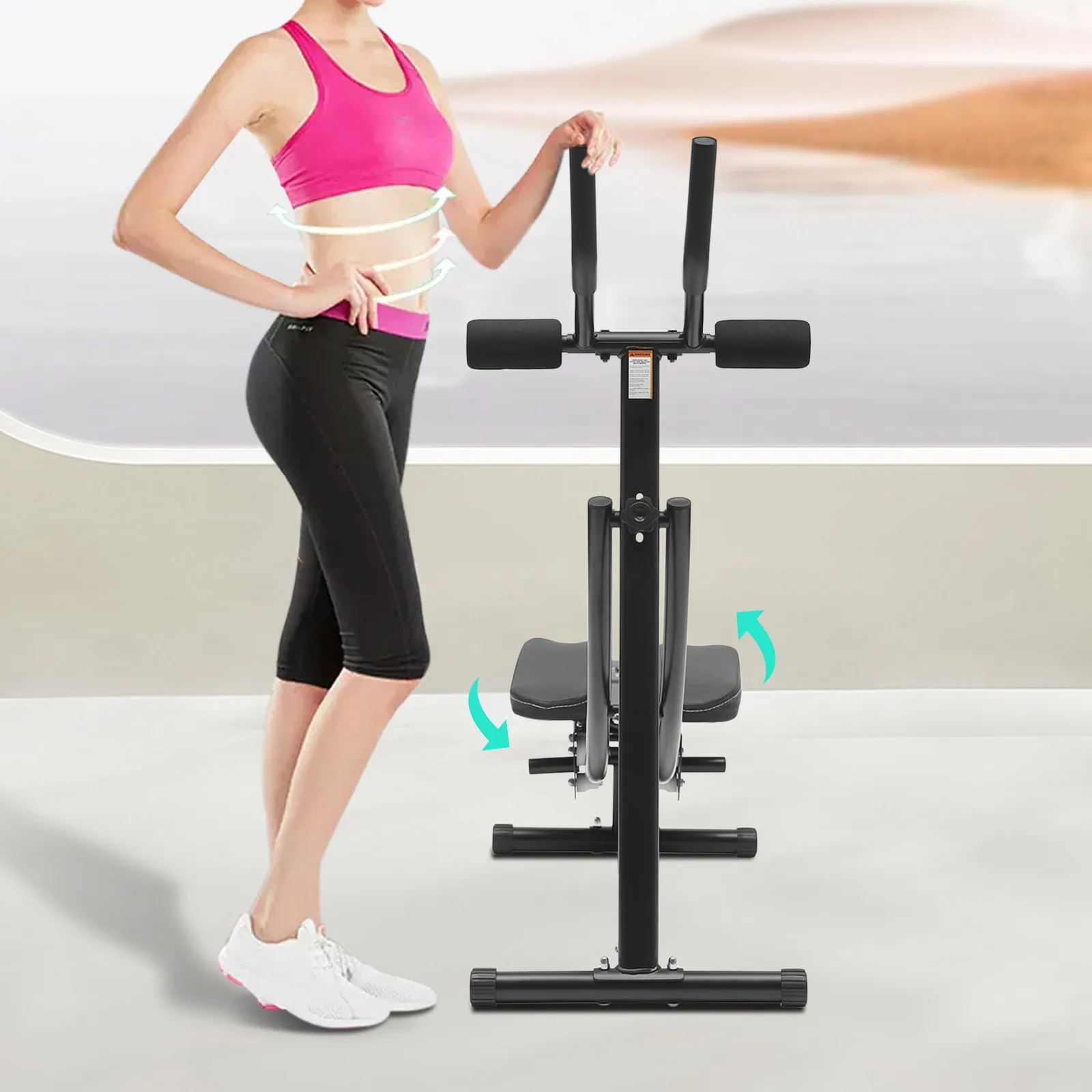 Ab Machine Foldable Abdominal Exercise Equipment 3 Gears 0-180° Rotation 2