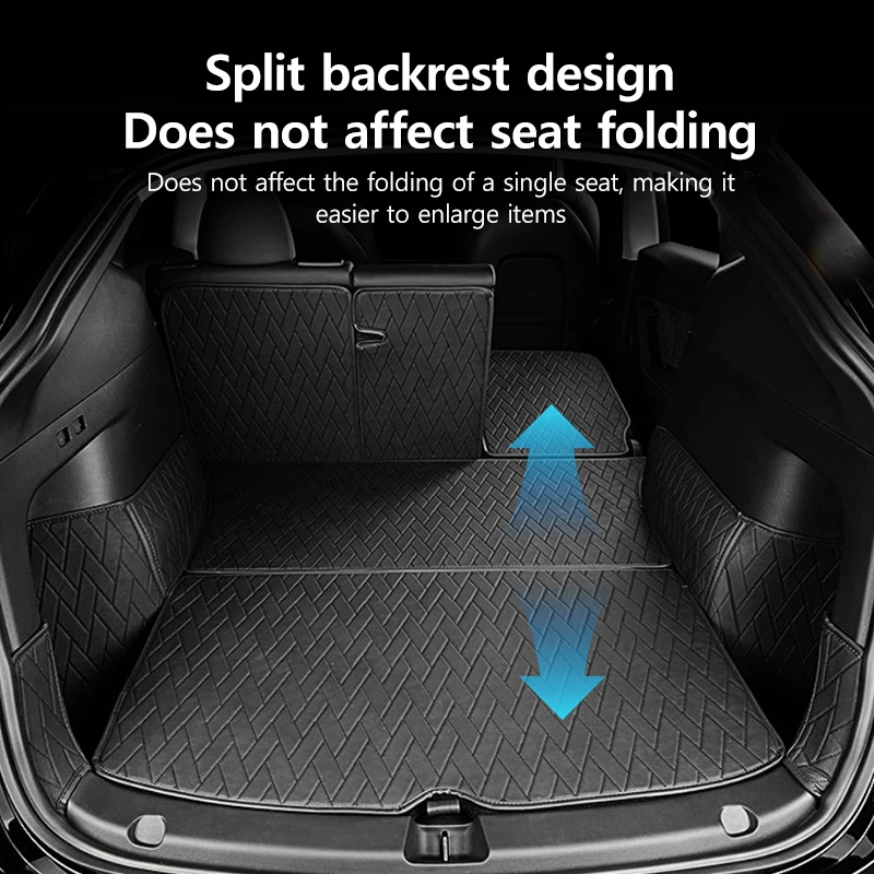 New Leather Trunk Mats Fully Surrounded Waterproof Non-Slip Liner Custom Floor mat for Tesla Model Y 3 Highland 2017 to 2024
