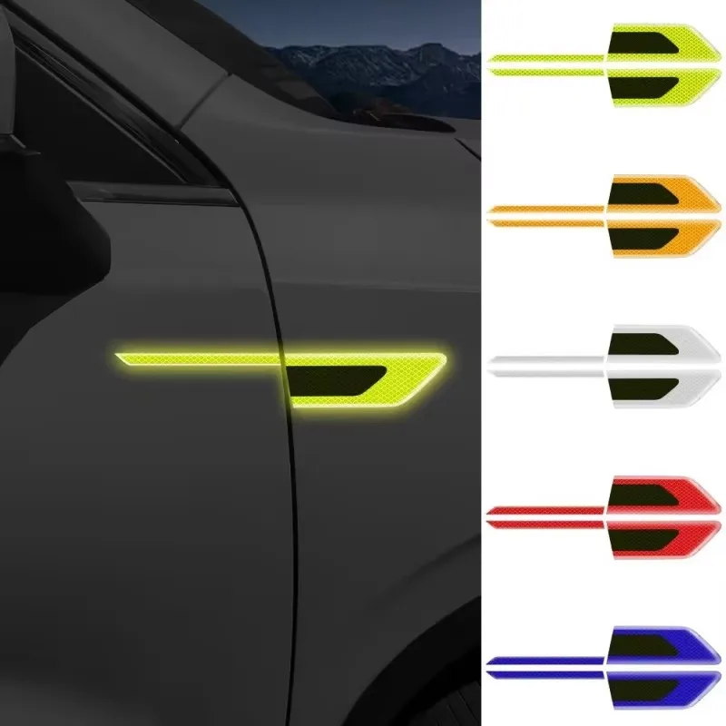 2/4/6PCS Car Reflective Auto Truck Safety Warning Tape Car Door Protector Bumper Anti-Collision Strips Secure Reflector Stickers