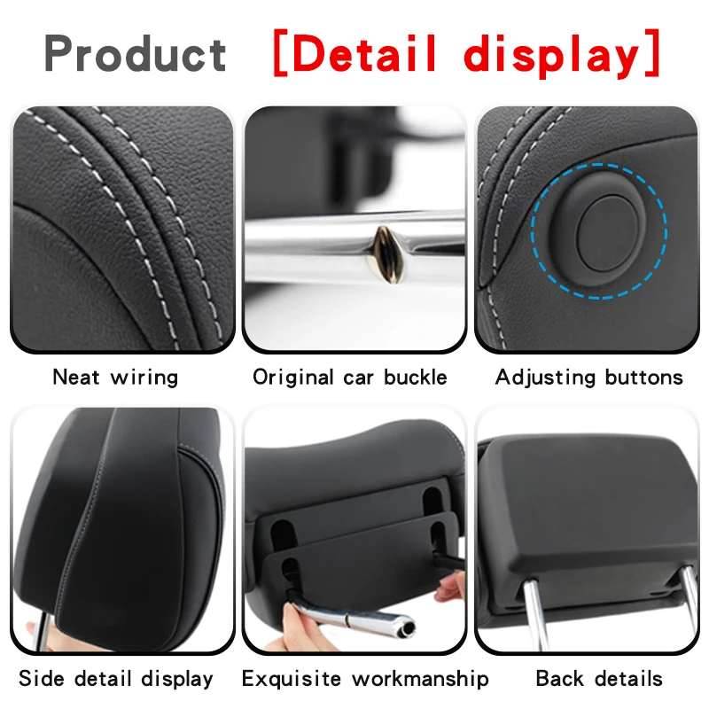 For Audi For Volkswagen Top Car Seat Headrest Travel Pillow Neck Pillow Leather Grade Soft Universal Adjustable Car Pillow Neck