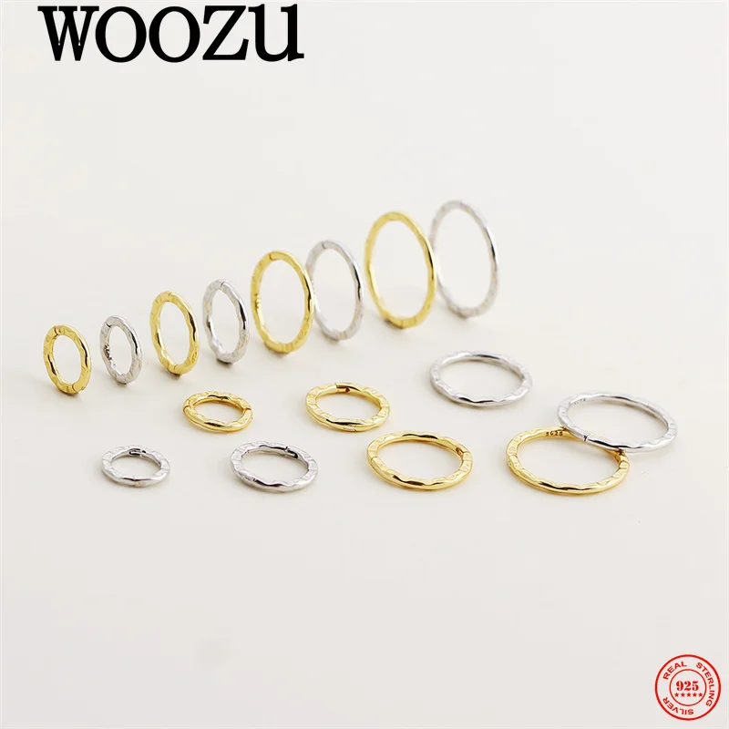 

WOOZU 925 Sterling Silver Fashion Irregular Hammer Round Earrings for Women Party Daily Assorted Multi-size Jewelry Accessories