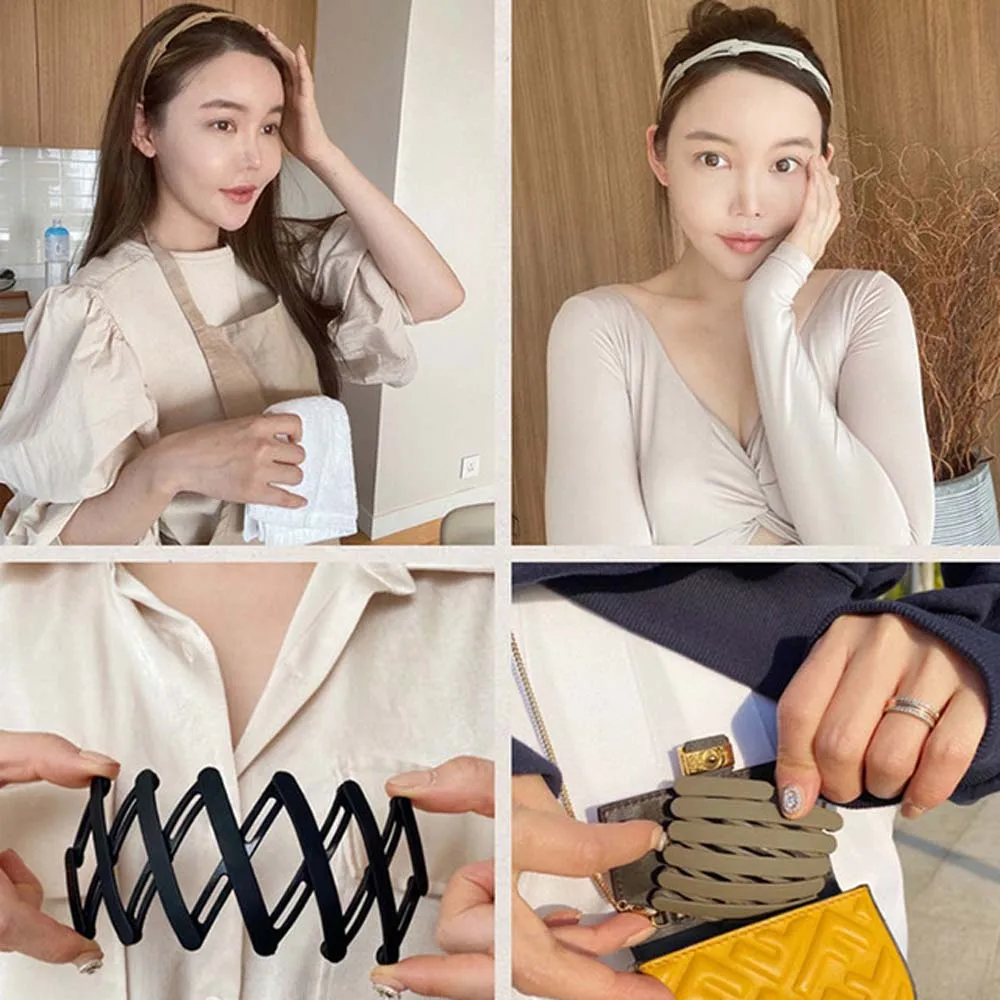

Korean Portable For Woman Non-slip With Tooth Telescopic Headband Head Wrap Acrylic Folding Hairband