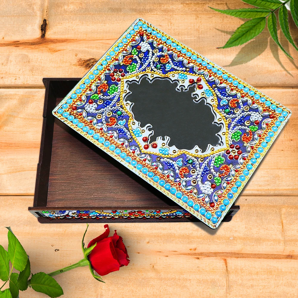 Classic Mandala Style Storage Box Diamond Painting DIY Jewelry Box Desktop Craft Storage Organizer Case Fragmented Ornament