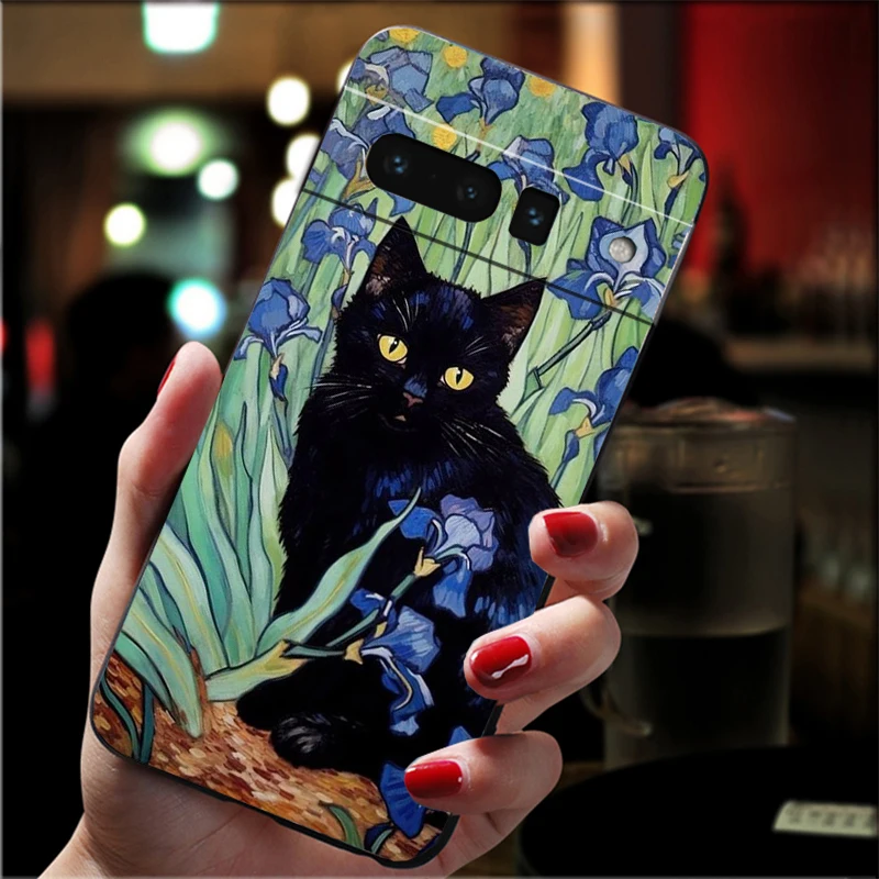 Retro Oil Painting Van-Gogh Cat Phone Case For Google Pixel 9 Pro XL 8 7 6 Pro Pixel 8A 7A 6A 4A 3A 3XL Pixel 8 7 6 5 4