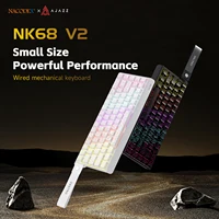 Teclado Mecánico con Cable AJAZZ NK68V2 de Modo Único, Teclado para Juegos Portátil RGB Intercambiable en Caliente, Teclado Mecánico Ligero para PC