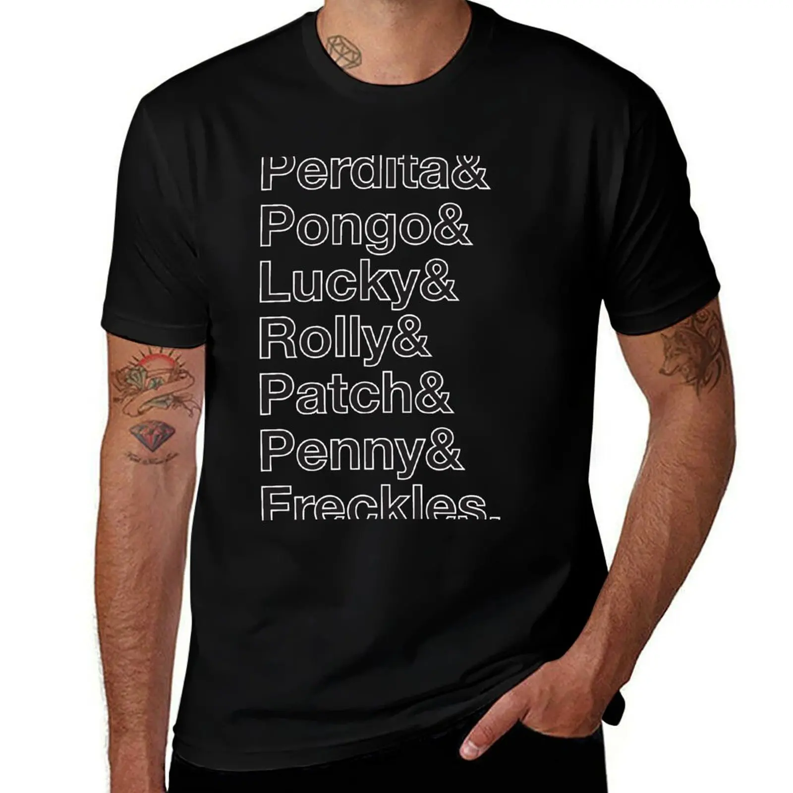 

101 Dalmatians (Black background) T-Shirt korean fashion street wear boys whites Men's t-shirt