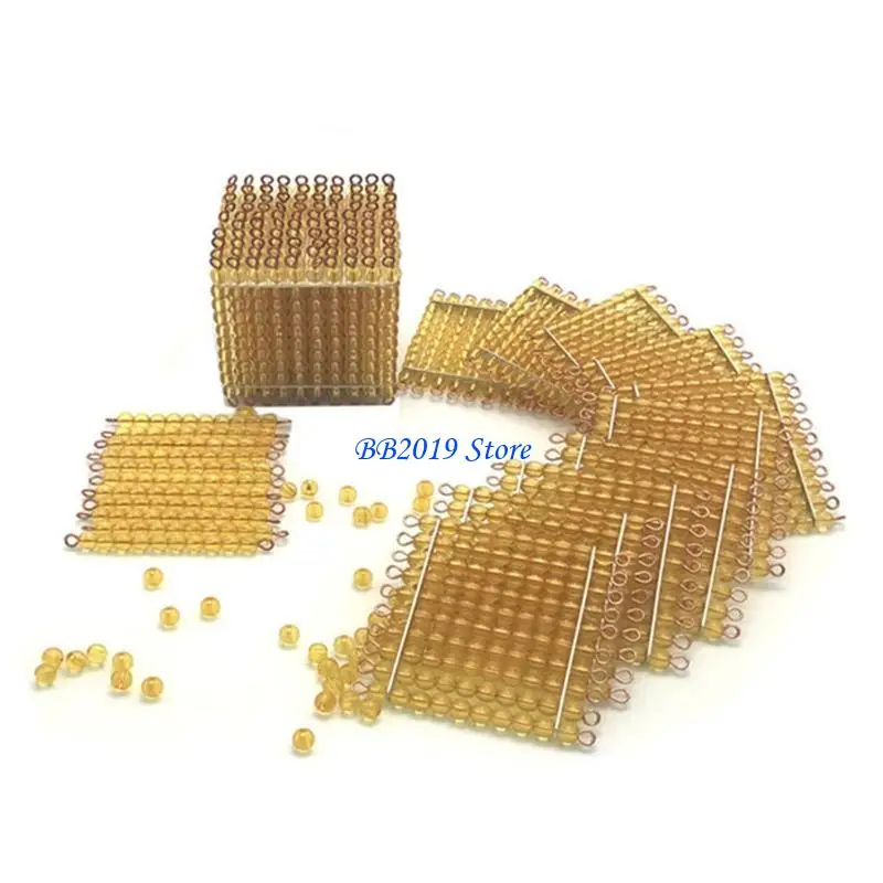 Q0KB Matematica Apprendimento prescolare Puzzle asilo Perline dorate per bambini Educazione precoce Conteggio numeri Studio