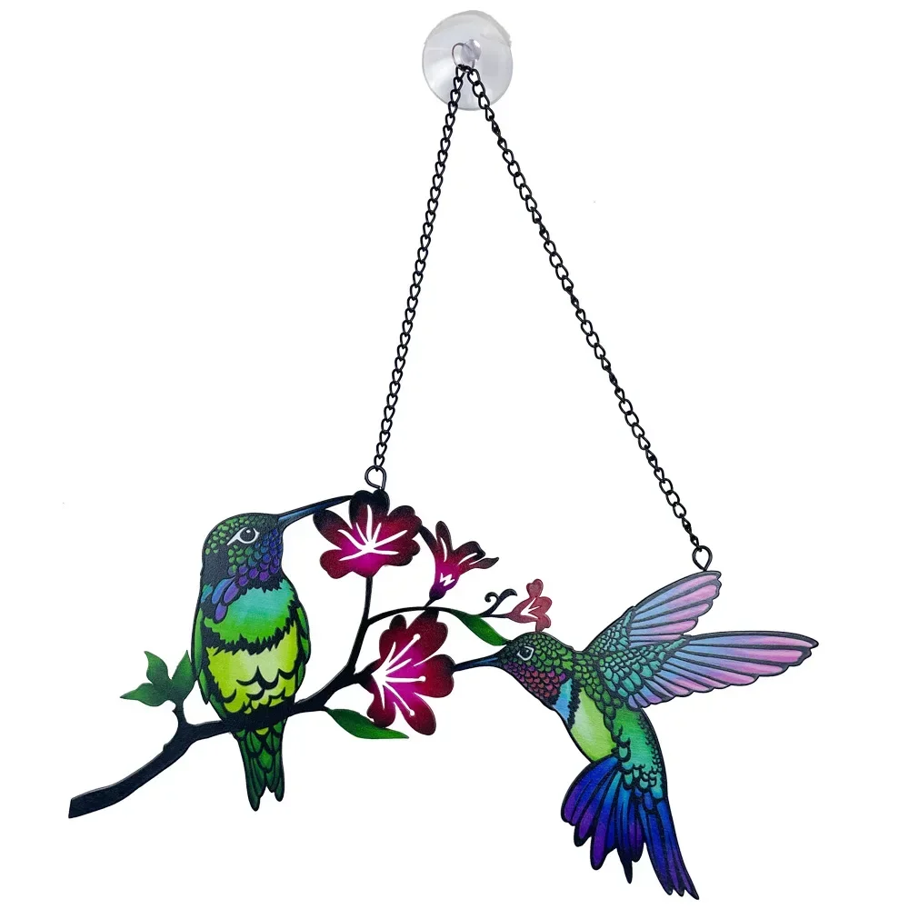 Colorful Birds Iron Crafts Wind Chimes Balcony Window Hanging Pendants Metal Birds Wind Chime Creative Decoration For Home