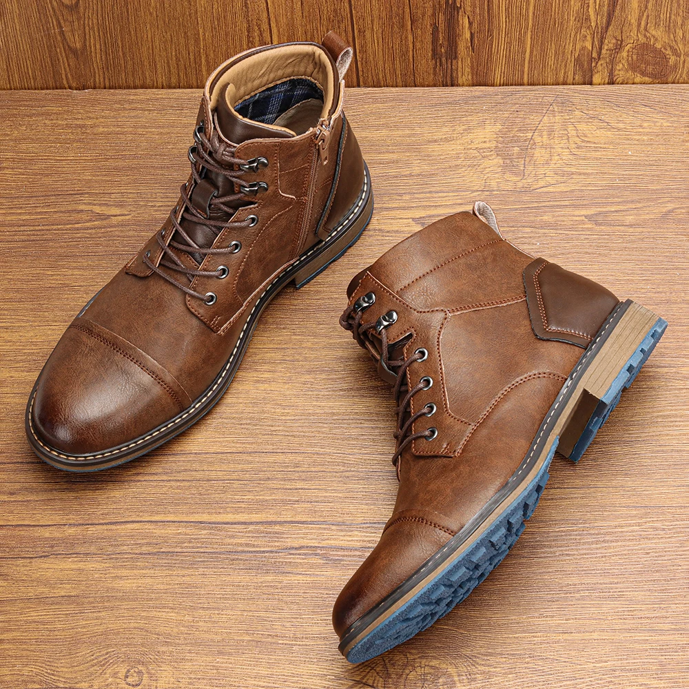 American Style Men Boots  Brand 2025 New Fashion Comfortable Ankle Boots Leather #613