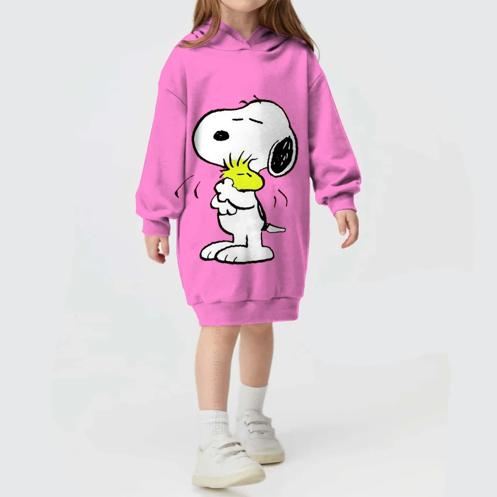 Autumn and winter Disney Snoopy printed hooded skirt baby girl fashionable and comfortable hoodie loose long-sleeved sweatshirt