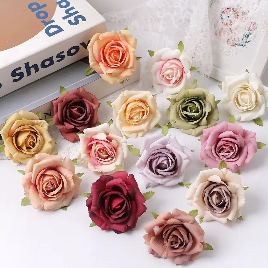 5/10Pcs 7cm Silk Rose Artificial Flower Silk Home Room Decoration  For Wedding brides Decortion DIY Craft Gift Accessories