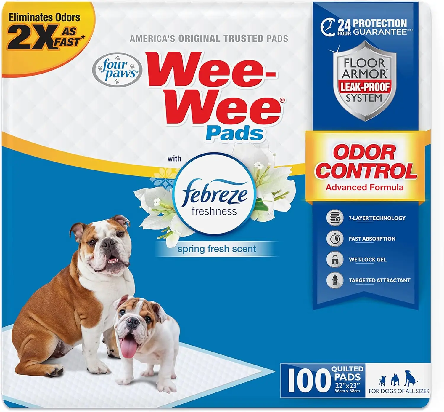 

Leak-Proof Dog Pee Pads with Febreze Freshness, 22x23 Inch, 10 Count for Puppy Housebreaking and Floor Protection