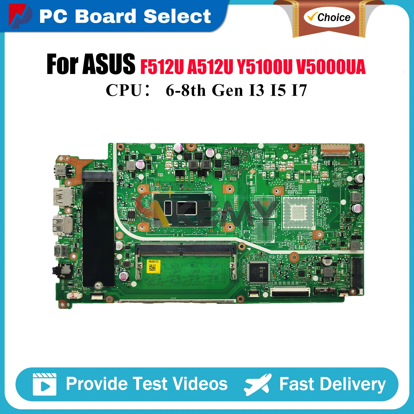 

X512UA Laptop Motherboard For ASUS VivoBook V5000UA F512U A512U Y5100U X512U X512UB X512UA X512UF Mainboard With I3 I5 I7 CPU