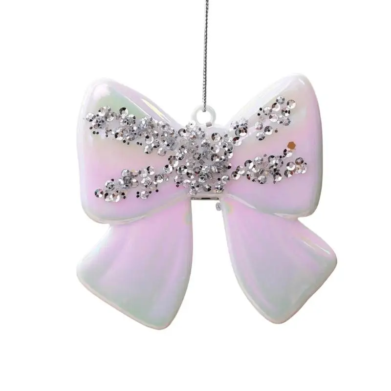 E8BD Sparkling Bowknot Christmas Tree Ornament with Molded Polycarbonate Body