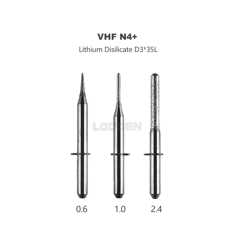 Dental Lab Precision Tools Milling Burs Fit for VHF N4+ Machines Cutting Glass Cermics Length 35mm D3 Dental Materials CAD CAM