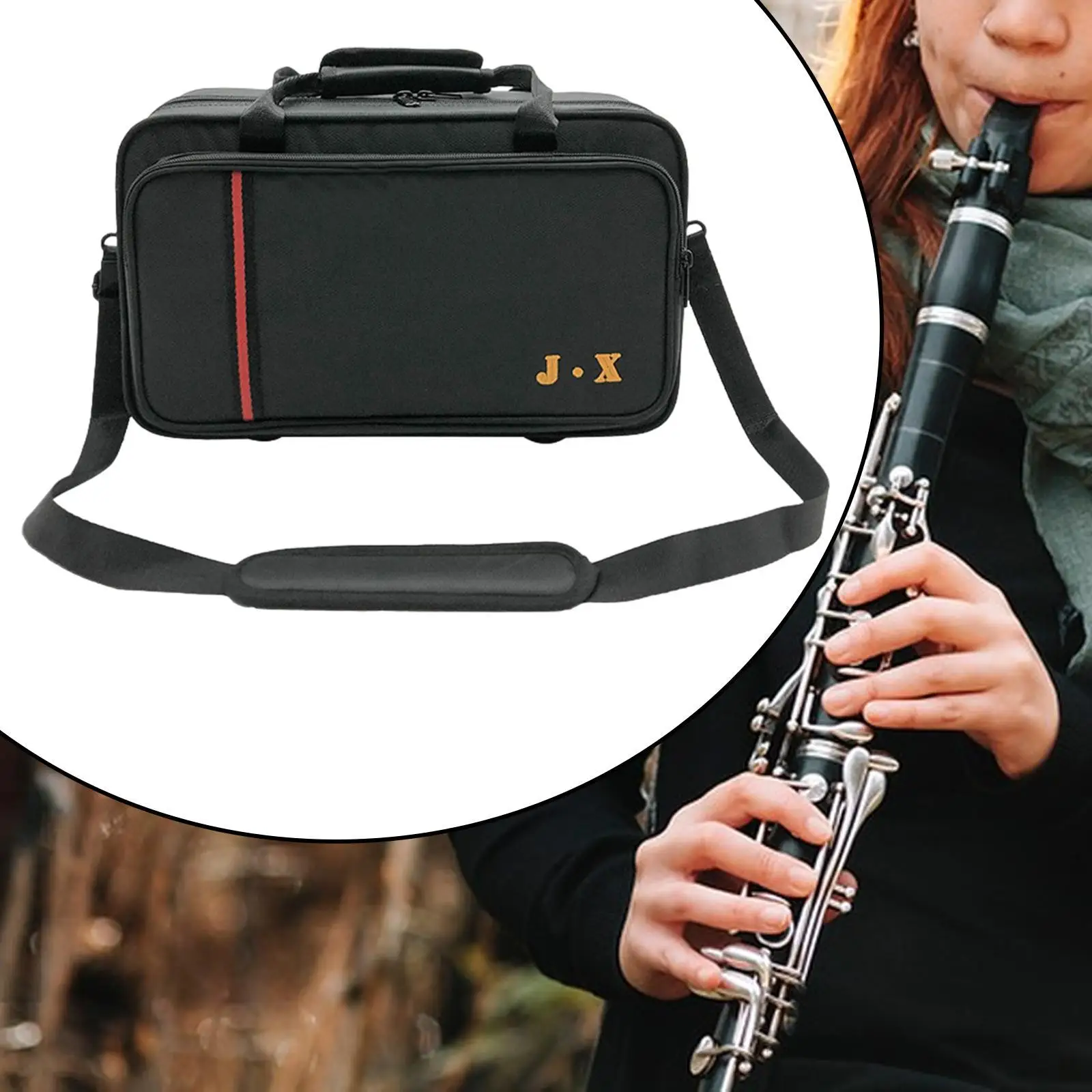 

BB Clarinet Carry Case Music Instrument Accessory Oxford Fabric with Exterior Pocket Lightweight Clarinet Shoulder Bag for Gifts