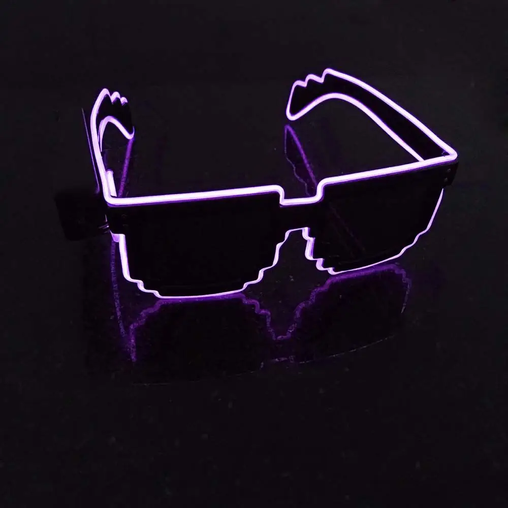 Materiały migające dekoracje Cosplay artykuły barowe Led Light up okulary świecące okulary przeciwsłoneczne mozaikowe okulary LED świecące okulary