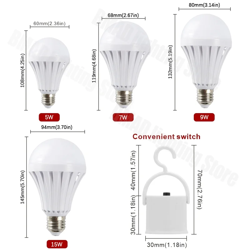 Led E27 Emergency Light LED Bulb E27 Led Lamp 5/7/9/15W Rechargeable Battery Lighting Lamp for Outdoor Lighting Flashligh