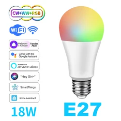 WiFi Smart LED Bulb E27 15W 18W RGB Voice Dimmable Light Ampolleta Parlante Wifi Lamp Work With Google Assistant/Home Alexa