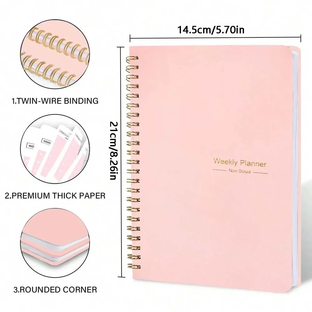 A5 Weekly Planner Coil Daily Planner Simple Stylish Portable Notebook for Study School Office Note-taking Budget Monthly Planner image 6