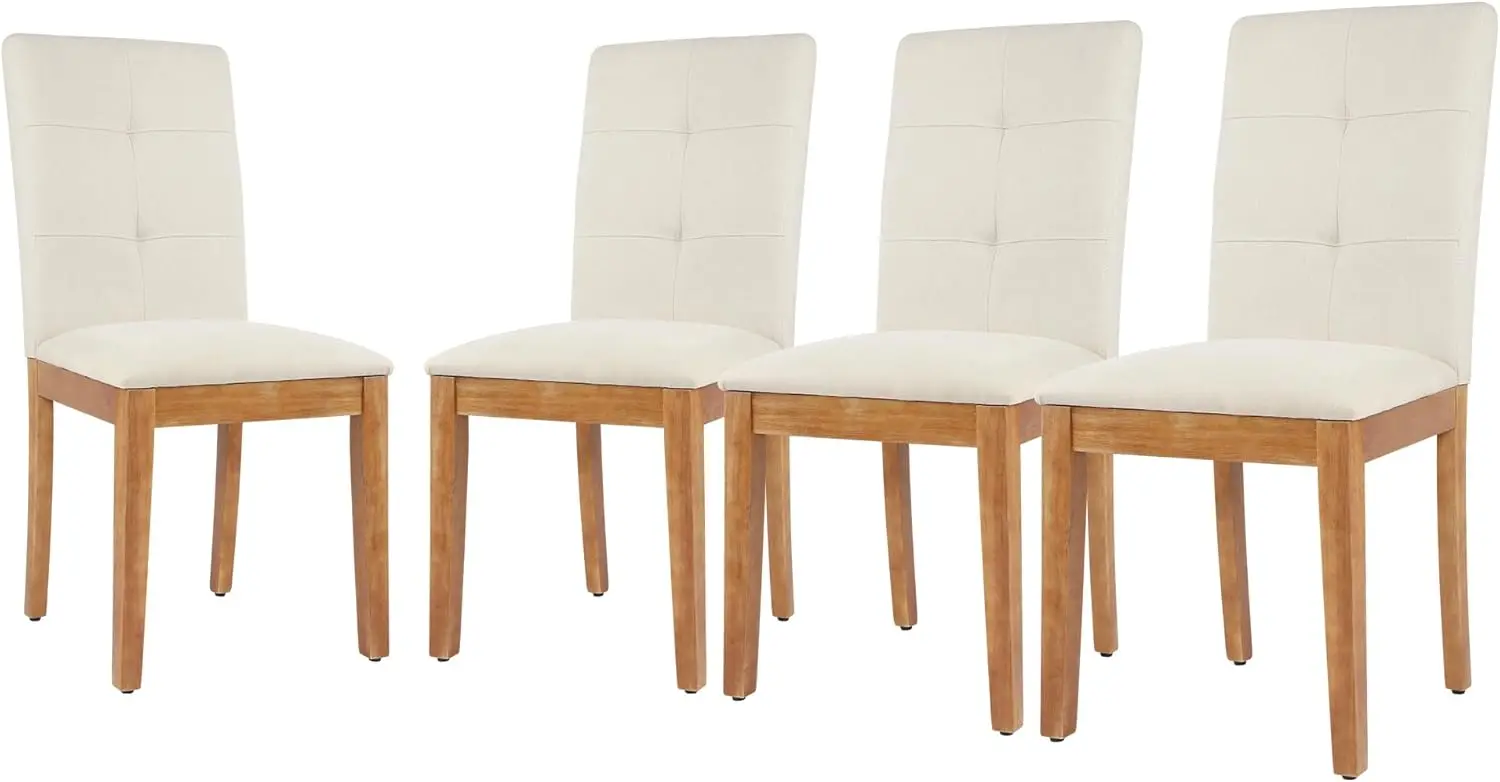 Dining Chairs Set Of 4, Modern Upholstered Fabric Dining Room Chairs, Armless Kitchen Chairs With Wood Legs And Padded