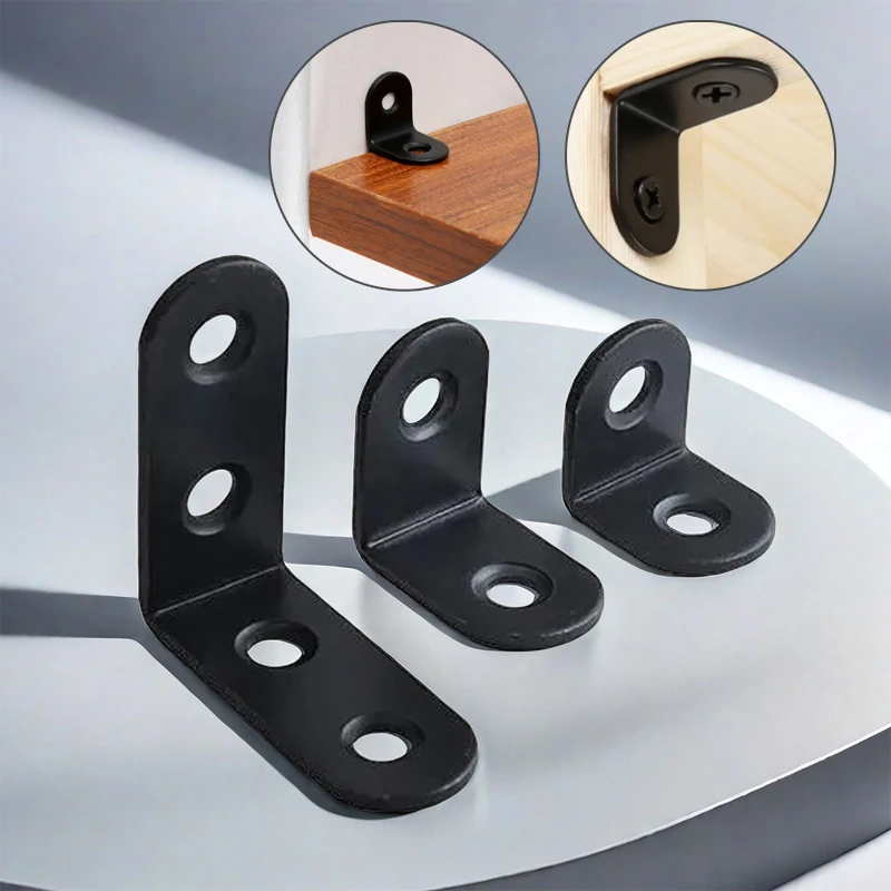 L Suporte Em Linha Reta Ângulo, Preto Ângulo Direito, 90 Graus Prateleira Suporte, Prateleiras, Caixas De Madeira, Móveis, 12Pcs