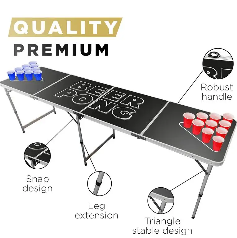 Custom 8ft Aluminum Folding Modern Design for Outdoor School Hotel Cheap Option for Outdoor Furniture Portable Beer Pong Table