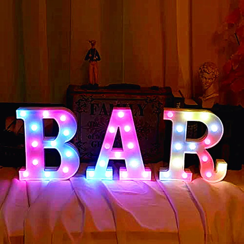 22CM alfabeto lettera LED luci cambia colore luci Decor batteria luce notturna per la casa matrimonio compleanno festa di natale Decora