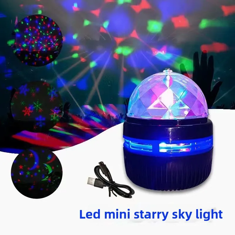 LED Rotating Magic Ball Stage Light Mini Car-Mounted Starry Sky Decorative Ball Projector USB Starry Sky Christmas Night Light