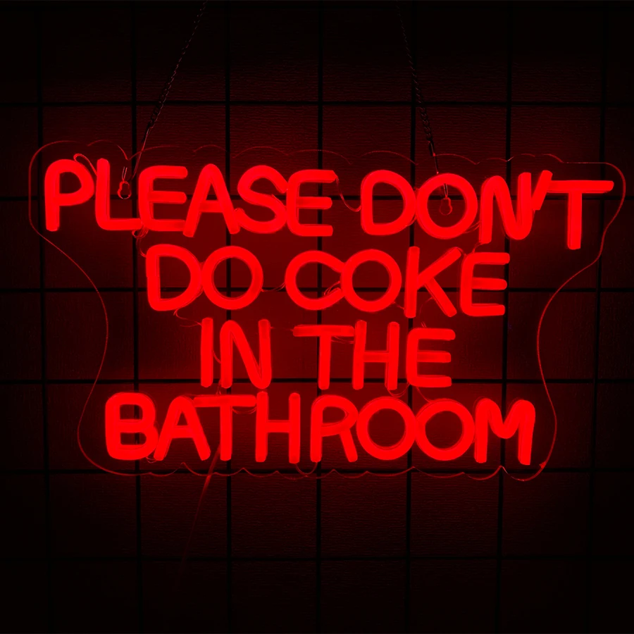 Please Don't Do Coke In The Bathroom Neon Sign, Red Led Letter Lamp Usb Powered, Used For Bathroom, Game Room, Bar Party Decor.