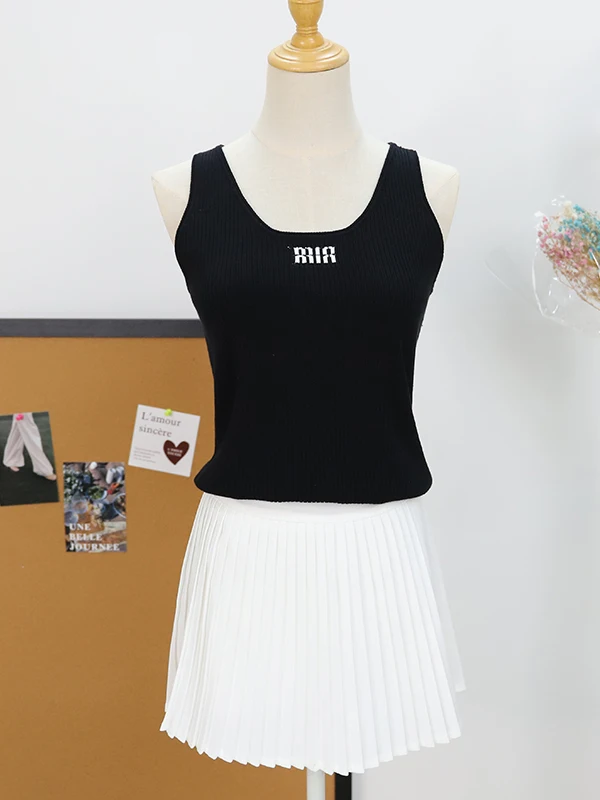 

Облегающий вязаный жилет с надписью, женский топ, лето 2022, верхняя одежда, высокоэластичный топ на бретелях Bla Svel, универсальный Sle