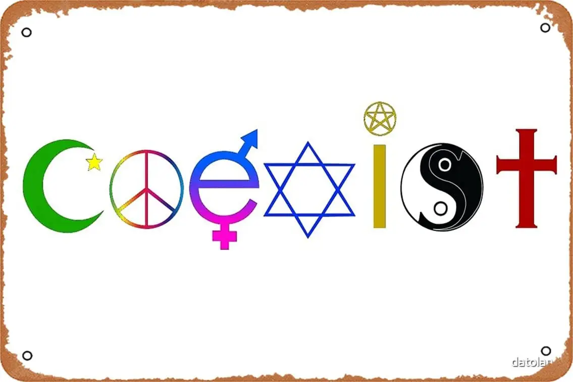 Coexist Poster Metal Tin Sign Vintage