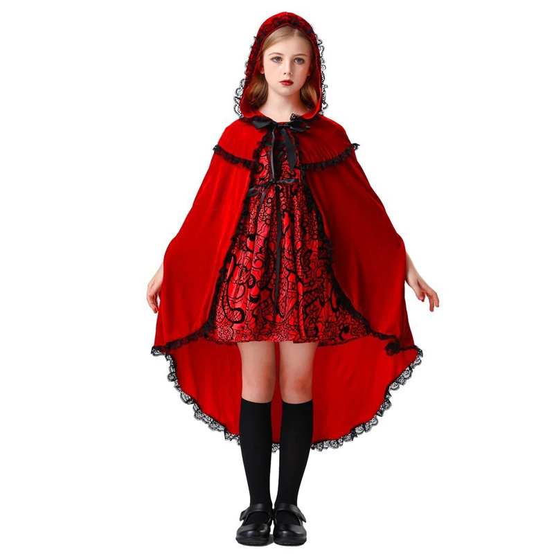 

Пурим Красная Шапочка для Девочки Костюм Готический Вампир Эффектный Косплей Карнавал Хэллоуин Необычное Вечернее Платье