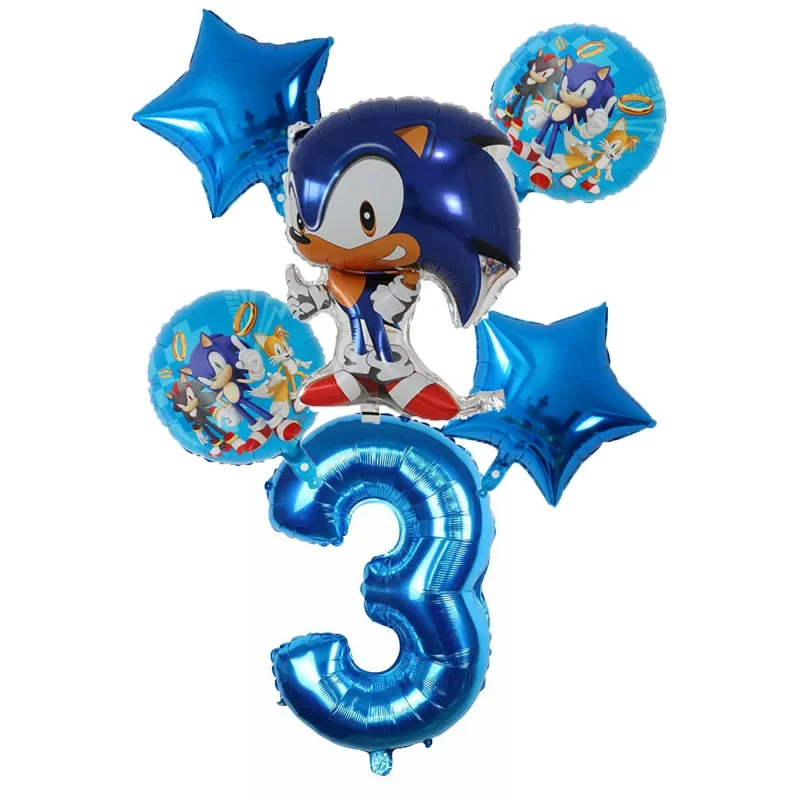 Cartoon Sonic Cartoon Balloon Digital Combo Set Boy Sonic Hedgehog Game Action Puppet Party Aluminum Film Balloon - view 4