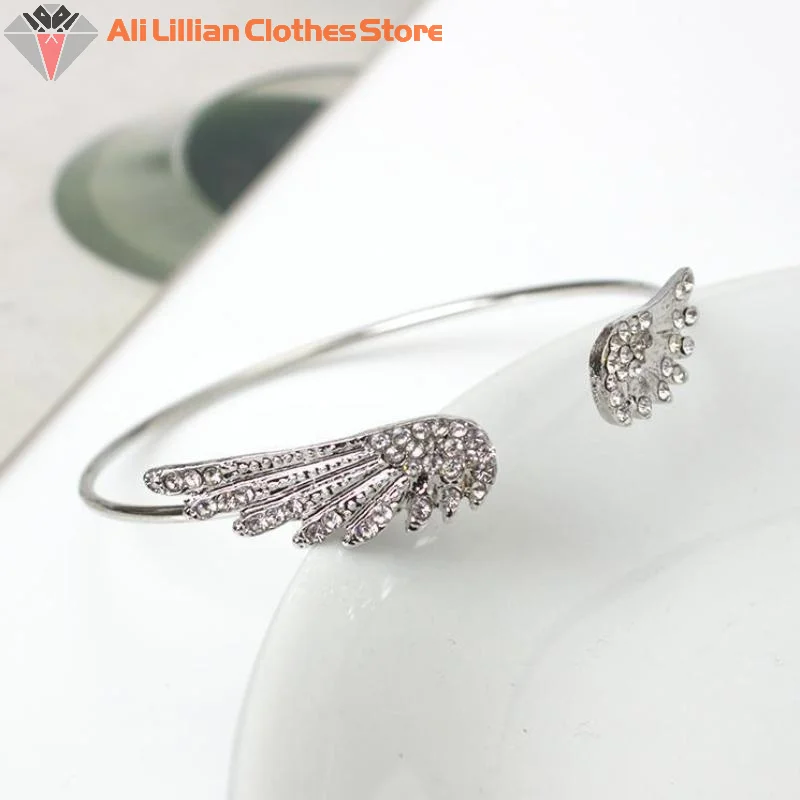 Hot Sale Angel Wings Silver Color Open Bracelet For Women Trendy Accessories Simple Adjustable Bangle Party Jewerly Gift