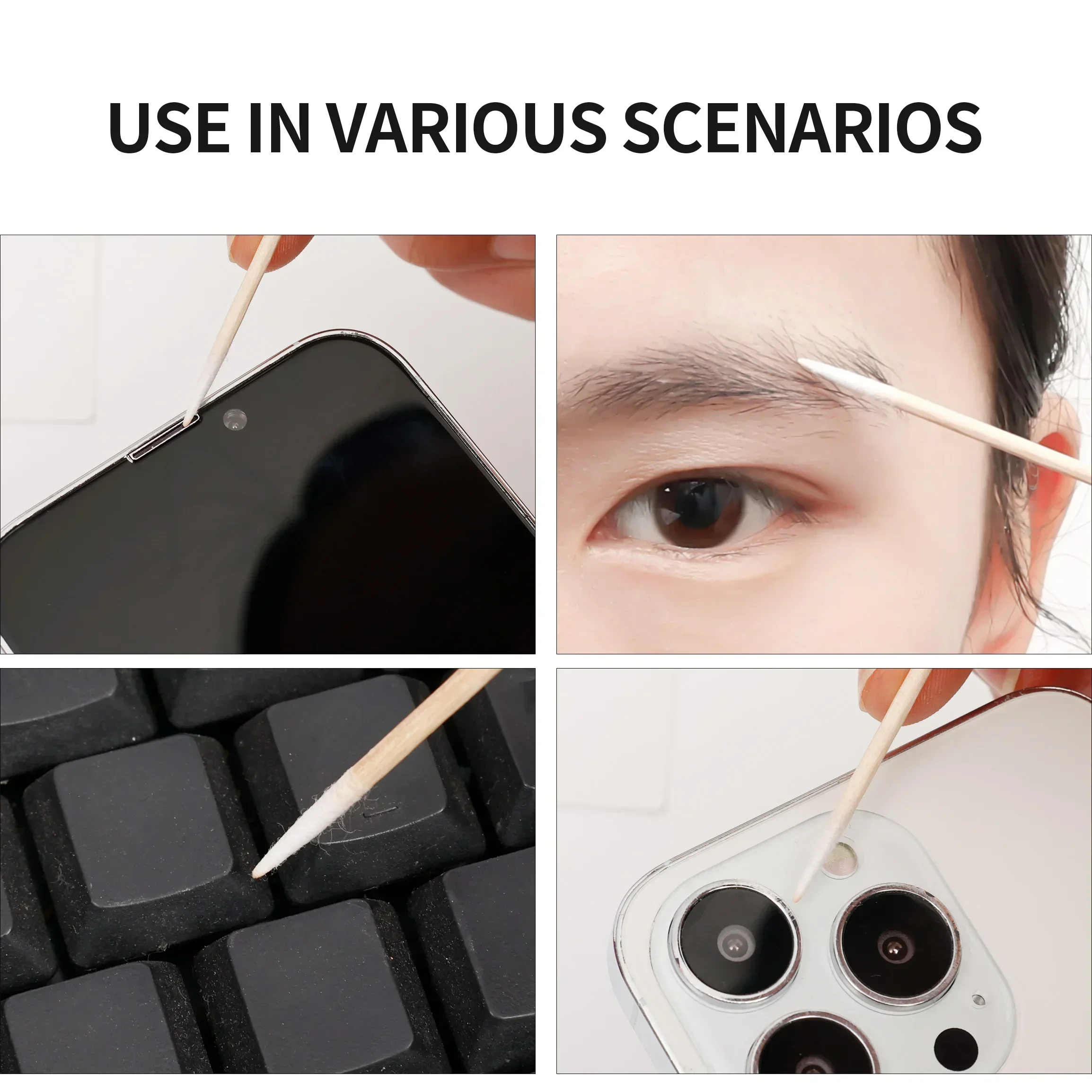 100-600本入り マイクロウッド綿棒 タトゥー マイクロブレーディング クリーニング 木製スティック まつげエクステ 綿棒 ネイルチップツール