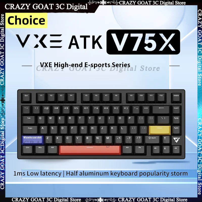 

VXE ATK V75x Mechanical Keyboard Aluminium Cnc 3 Mode Wireless Smart Speed X Quick Trigger Rgb Hot Swap Rt Gaming Keyboards