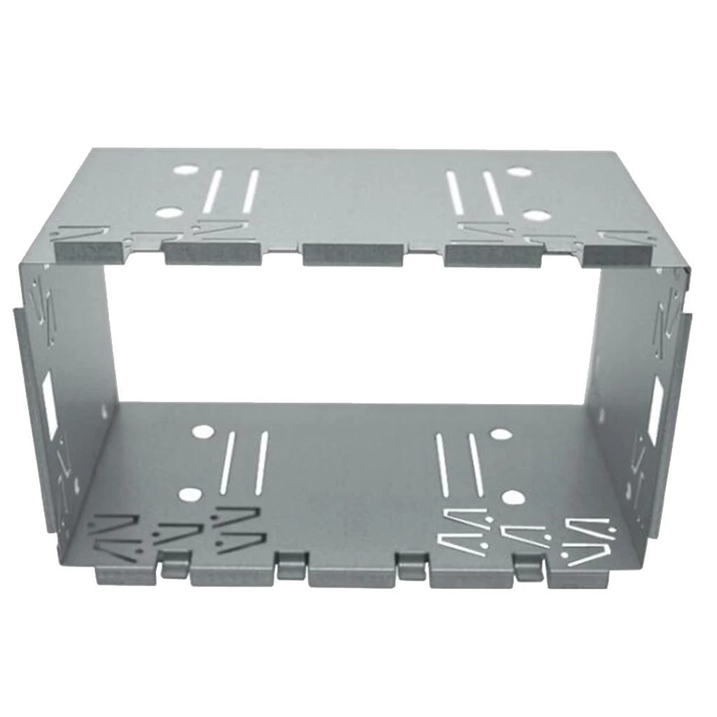 2DIN Radio Install Dash Kit Metal Mounting Cage Trim Frame with Brackets Screws Keys for Universal Application
