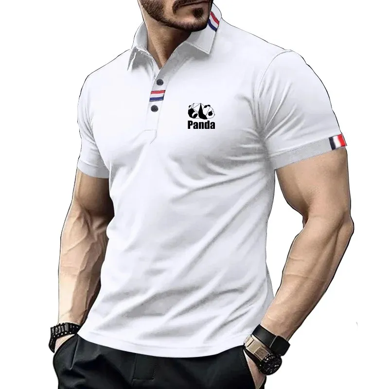 Brand new 2025 summer high-quality short sleeved polo shirt slim fit collar solid color T-shirt