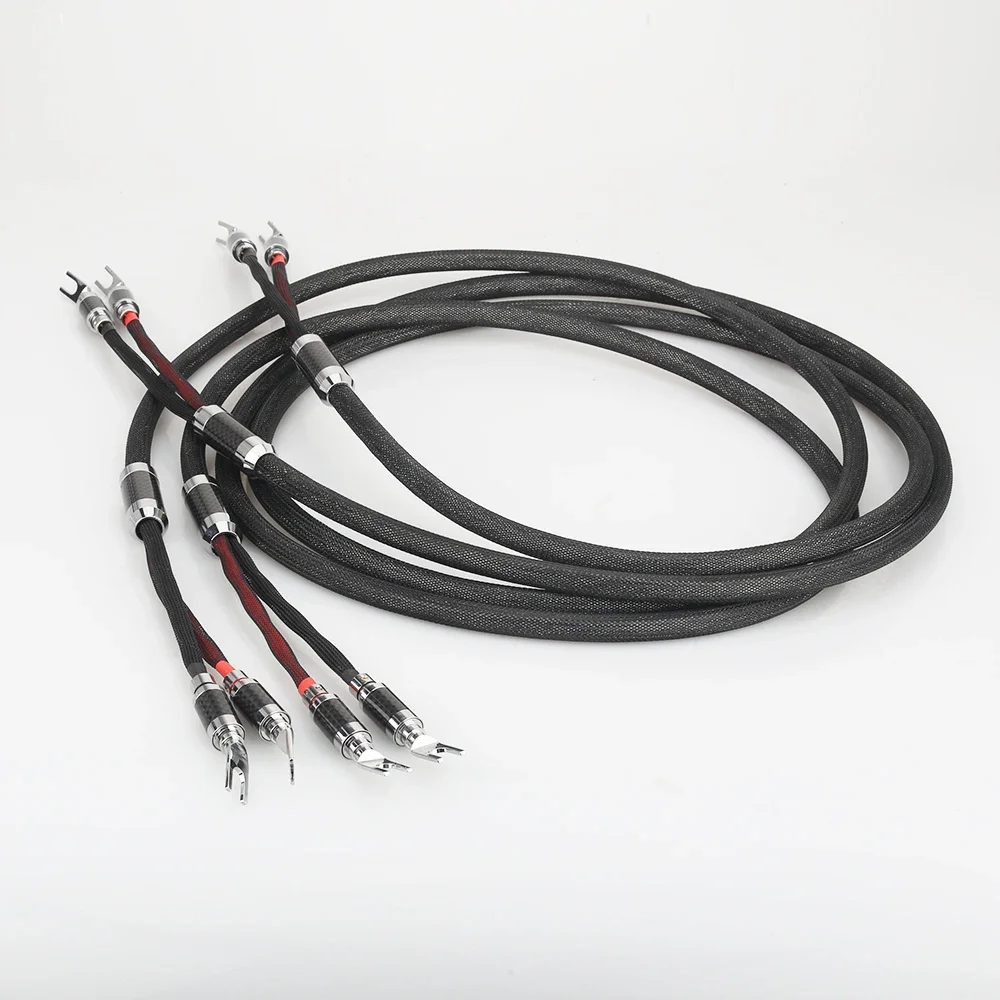 Audiocrast SCSION AG-Câble haut-parleur en argent massif pur 100%, câble de haut-parleur, prise bêche en fibre de carbone, HIFI, haute qualité