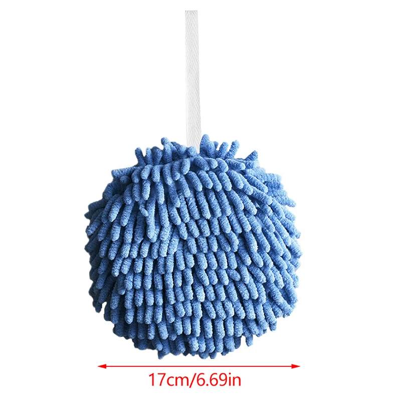 Hand Towel Absorbent Hanging Hand Towel Ball For Kitchen & Bathroom - Quick-Dry Chenille Plush Towel Household Cleaning Rag