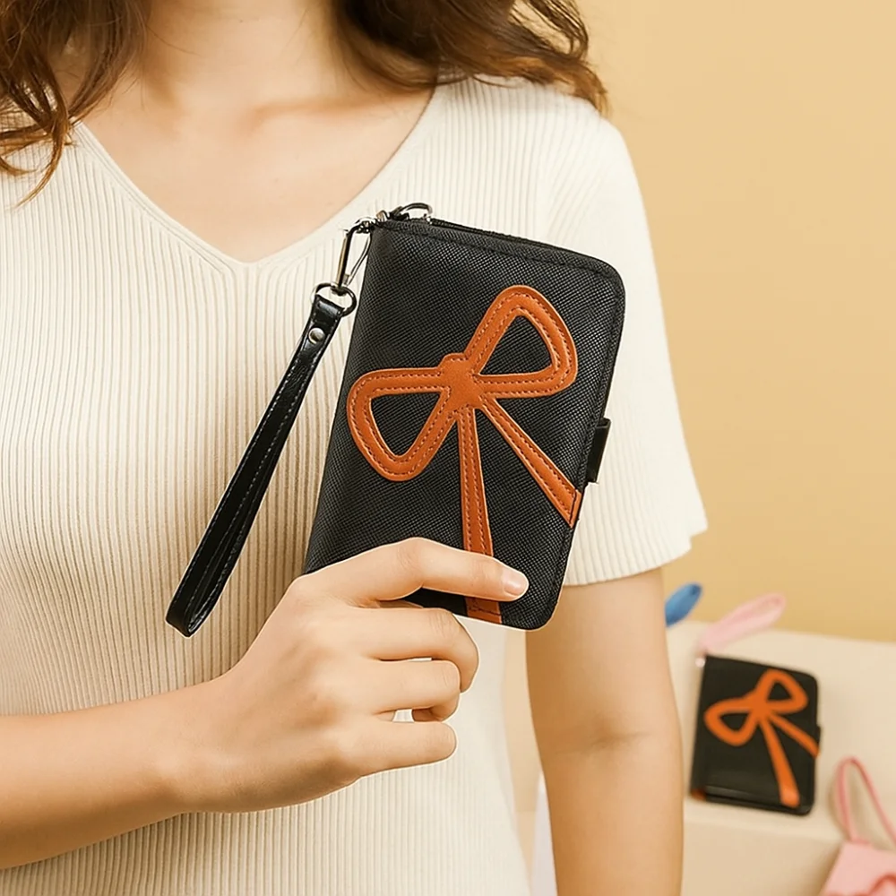 

RFID Anti-theft PU Bow Passport Bag Airplane Check-in Multifunctional Passport Clip Ticket Holder Card Holder Storage Card Bag