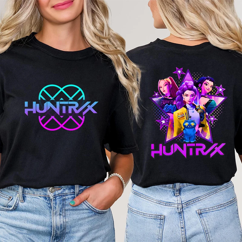 Kpop شيطان هنتر HuntrX أنثى تي شيرت الهيب هوب قصيرة الأكمام تيز الكورية أنيمي طباعة الجرافيك Y2k بلايز النساء الملابس الجمالية