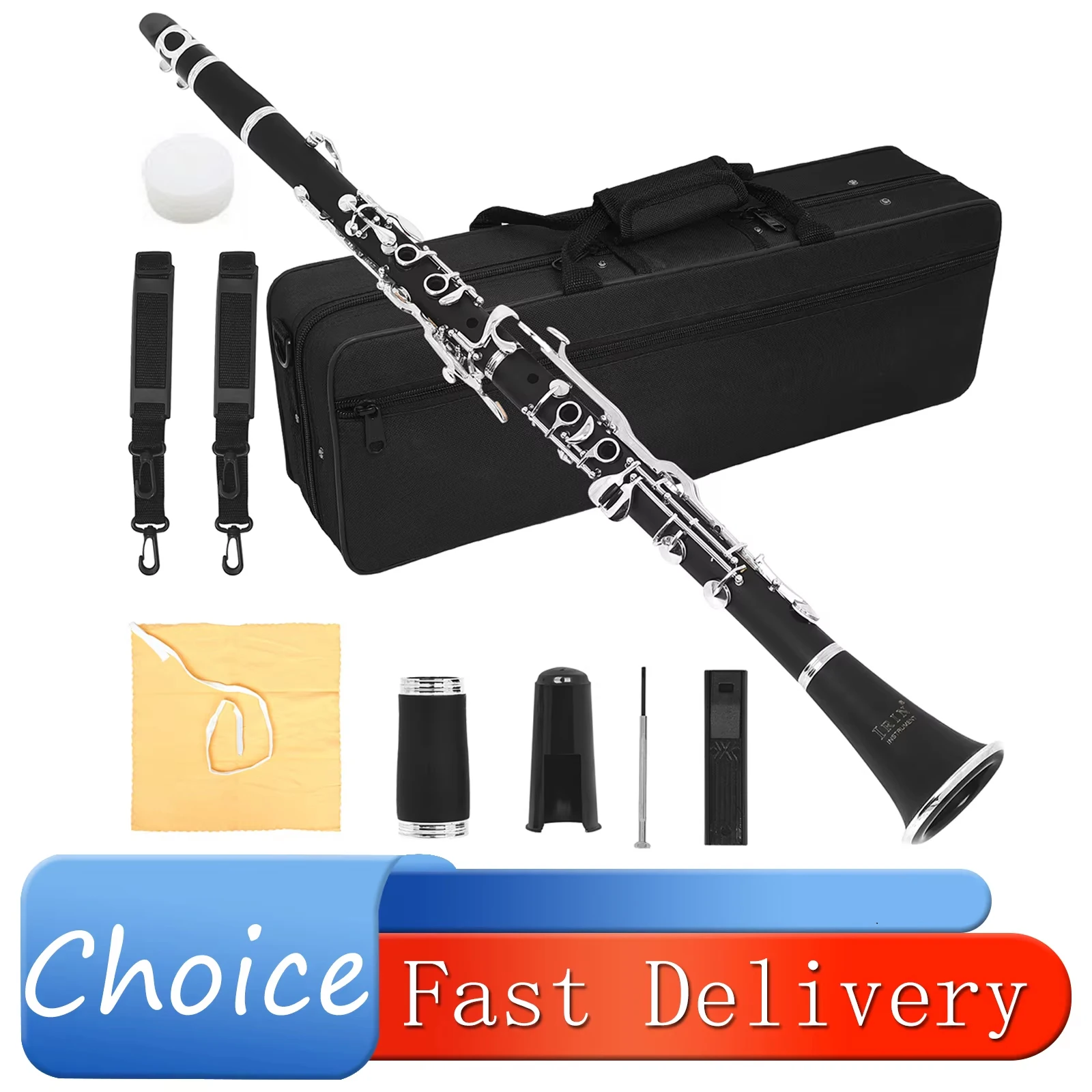 IRIN IN590 Clarinet Key of G 17 keys Bakelite Body German Clarinet Double Regulator Black Tube Woodwinds Musical Instruments