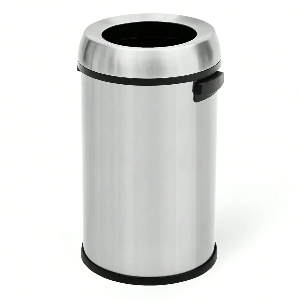 

Gallon 65 Liter Large Capacity Kitchen Trash Can, Commercial Open Trash Can, Heavy Duty Brushed Stainless Steel Garbage Can, 65