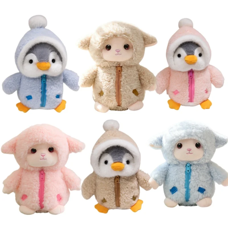 Cartoon Clothing Animal Series Penguin Lamb Soft Toys Baby Comforting Figurine Christmas Halloween Gifts for Baby Home Decor
