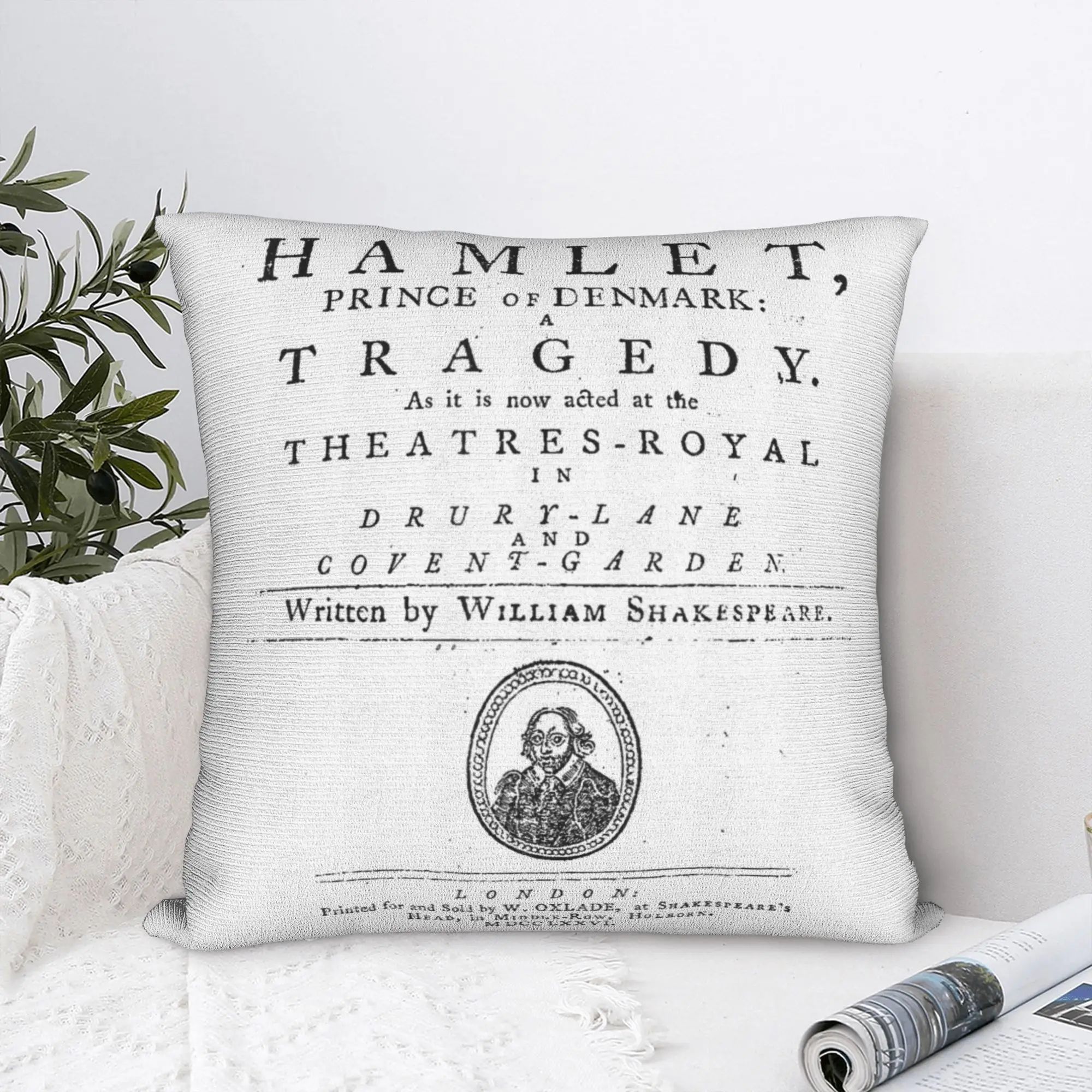 William Shakespeare Hamlet Pillowcase Printed Fabric Cushion Cover Decorative Literature Theatre Throw Pillow Case Cover Zipper