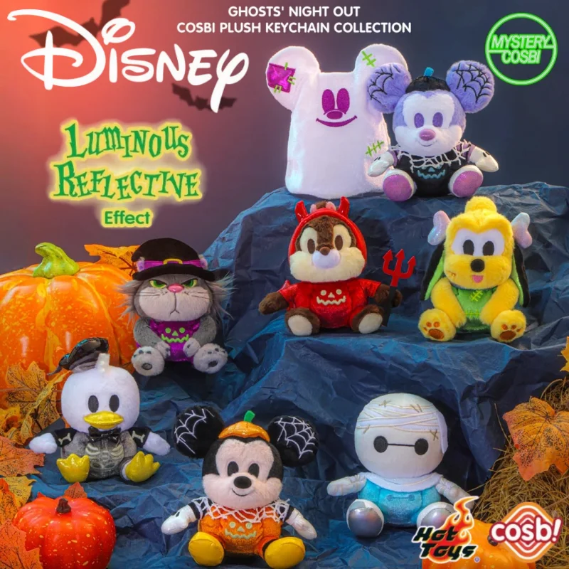 Hot Toys Disney Halloween Ghosts' Night Out Cosbi Plush Keychain Collection Blind Box Luminous Reflective Effect Doll Bag Charm