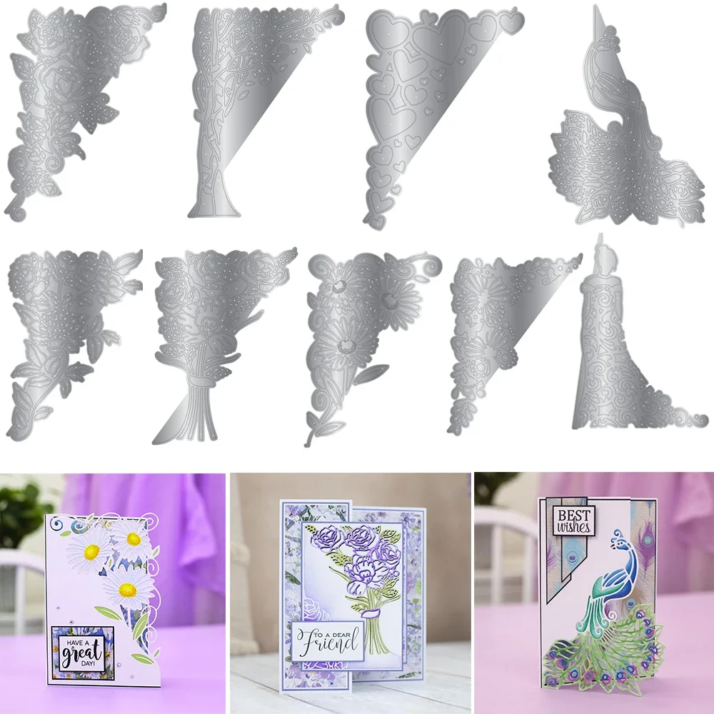 Rose Blume Schmetterling Herz Randbare Sammlung Metall Stanzformen Bouquet Begleiter Pfau Gestanzte Für DIY Karte Handwerk Machen Ne